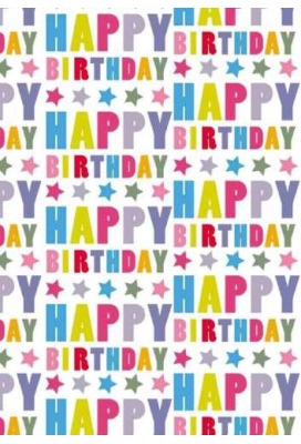 Cadeaupapier Kids Happy Birthday Stars 30cm x 100meter Cadeaupapier Kids Happy Birthday Stars 30cm x 100meter