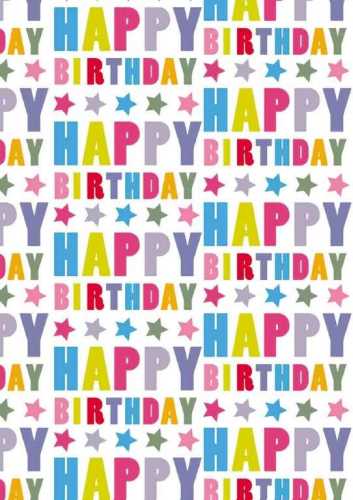 Cadeaupapier Kids Happy Birthday Stars 30cm x 100meter