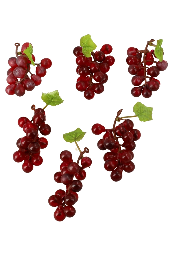 Decoratie Rode Druif 3x6cm 6stuks