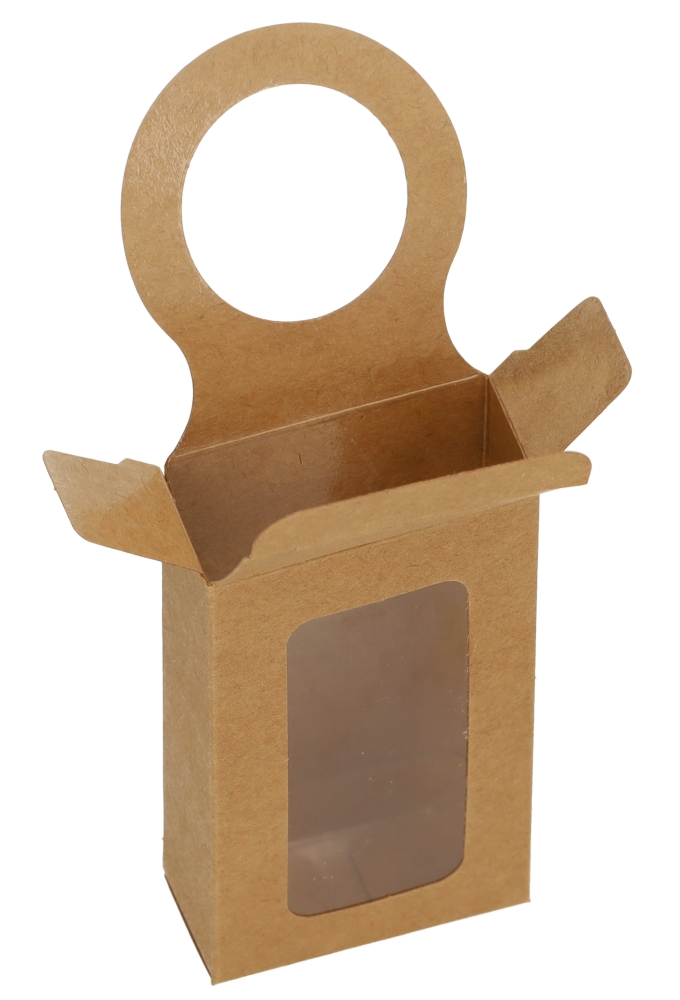 Cadeaudoosjes Kura Venster Kraft Met Hanger 5.5x10x3cm 25stuks Cadeaudoosjes Kura Venster Kraft Met Hanger 5.5x10x3cm 25stuks