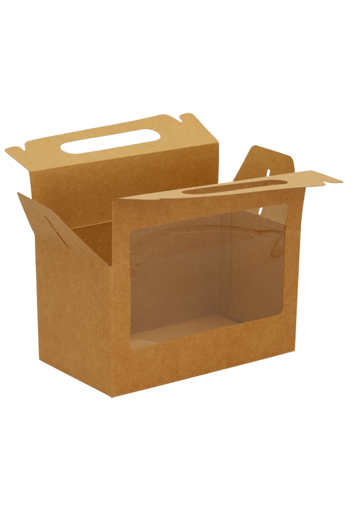 Cadeaudoosjes Kura Met Handvat En Venster 17.8x10.2x10.2cm 25stuks