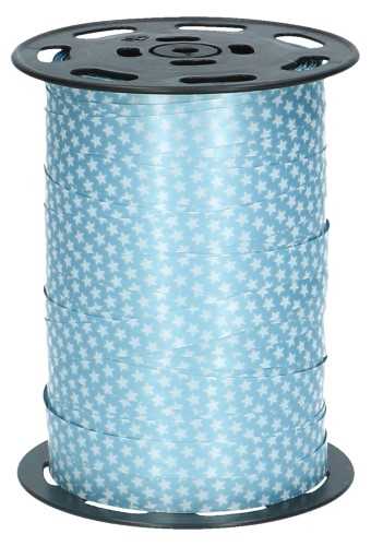 Kerst Krullint Mat Blauw & Witte Sterren 10mm x 225meter