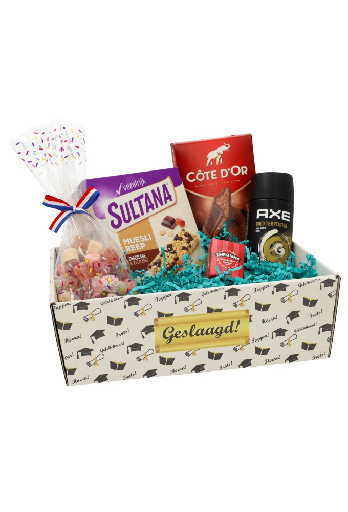 Geschenkdozen Korf Geslaagd 23x17x8cm 10stuks