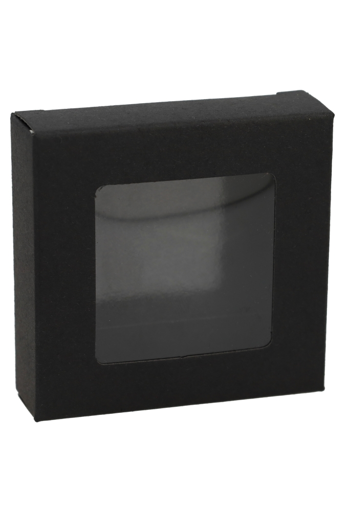 Cadeaudoosjes Jura Zwart met Venster 7x6.8x2.1cm 25stuks Cadeaudoosjes Jura Zwart met Venster 7x6.8x2.1cm 25stuks