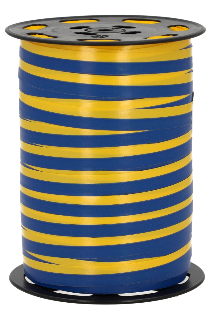 Krullint Geel & Blauw 10mm x 225meter Krullint Geel & Blauw 10mm x 225meter