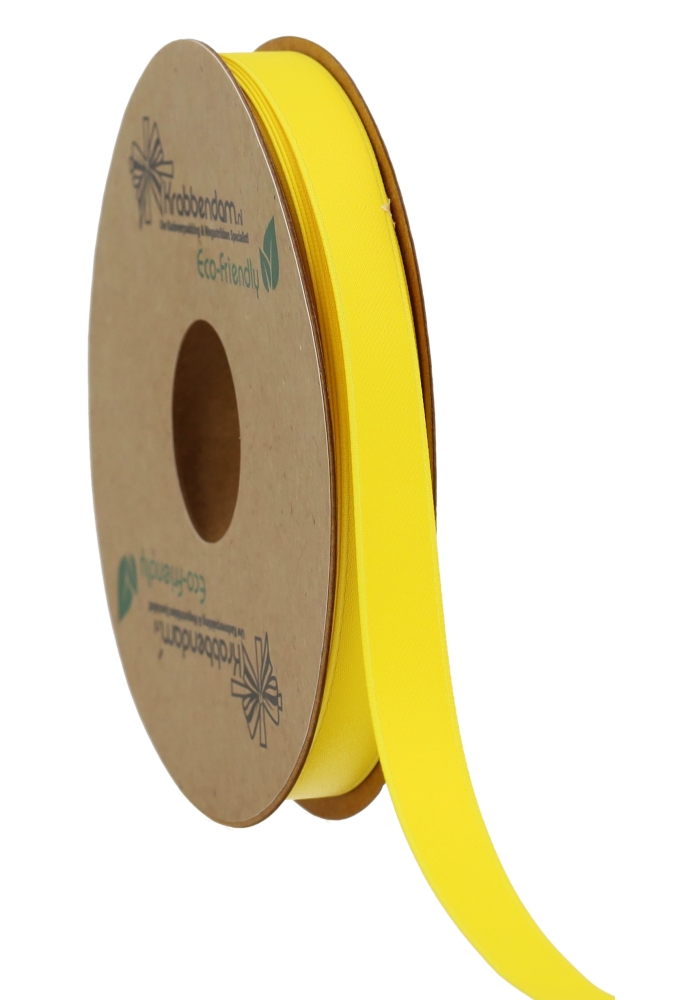 Geschenklint Satijn Dubbel Recycled Pet Geel 10mm x 20 meter Geschenklint Satijn Dubbel Recycled Pet Geel 10mm x 20 meter