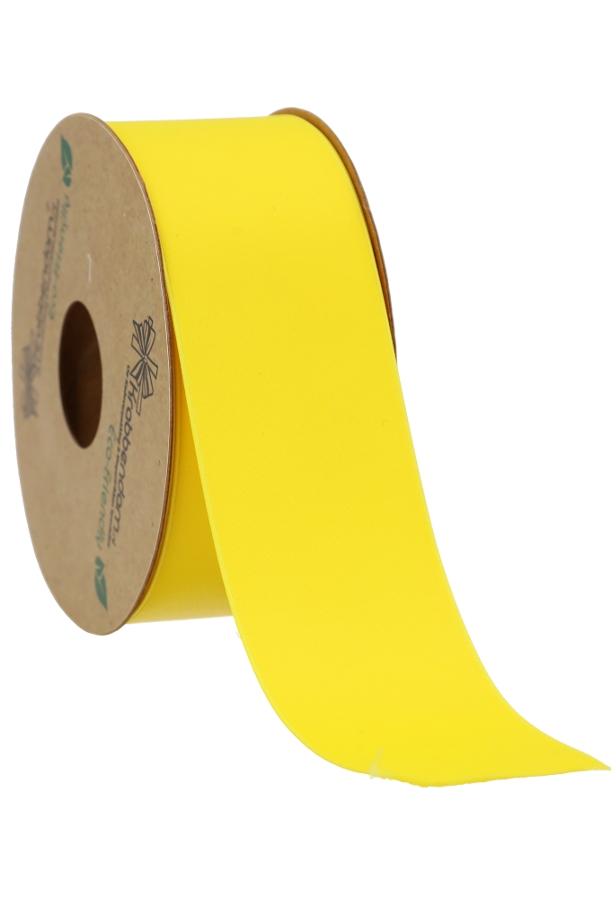 Geschenklint Satijn Dubbel Recycled Pet Geel 40mm x 20 meter
