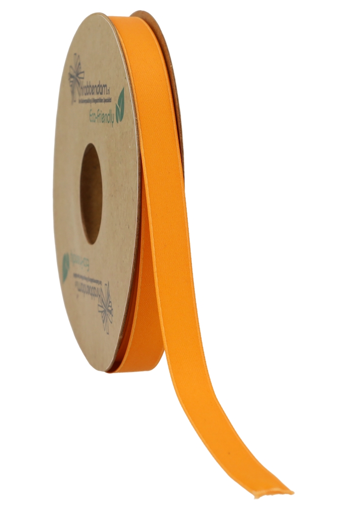Geschenklint Satijn Dubbel Recycled Pet Oranje 10mm x 20 meter