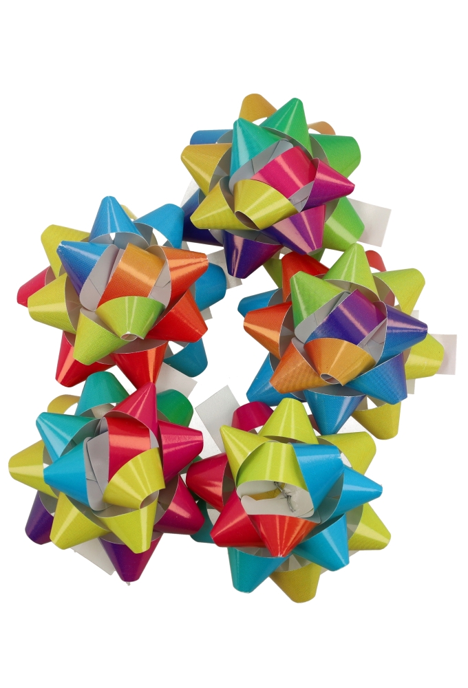 Mini Bows Strik 50mm Regenboog Met Plakker 50stuks