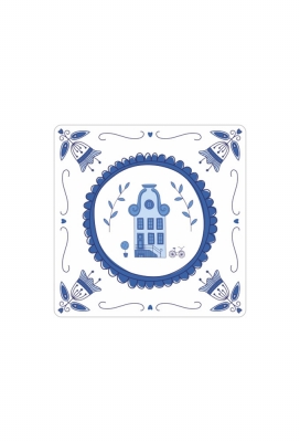 Etiketten Delfts Blauw Huisjes 4x4cm 250stuks Etiketten Delfts Blauw Huisjes 4x4cm 250stuks