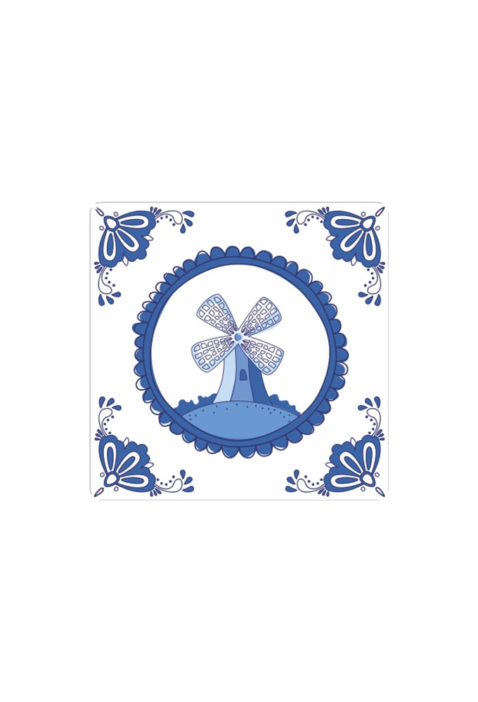 Etiketten Delfts Blauw Molen 4x4cm 250stuks Etiketten Delfts Blauw Molen 4x4cm 250stuks