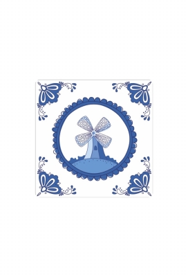 Etiketten Delfts Blauw Molen 4x4cm 250stuks Etiketten Delfts Blauw Molen 4x4cm 250stuks