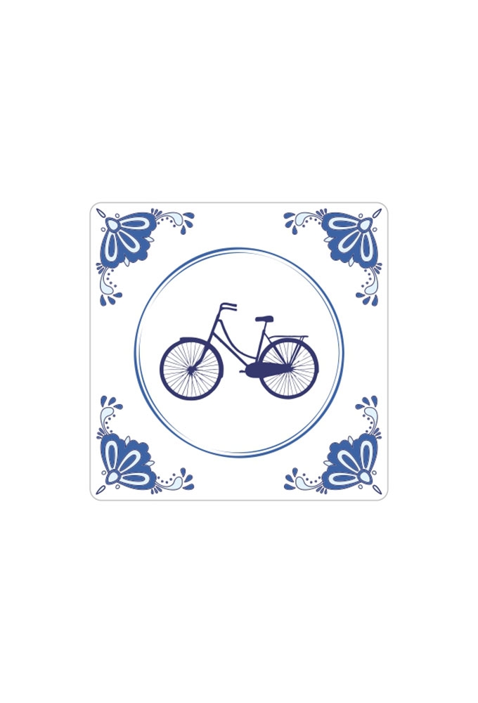 Etiketten Delfts Blauw Fiets 4x4cm 250stuks Etiketten Delfts Blauw Fiets 4x4cm 250stuks