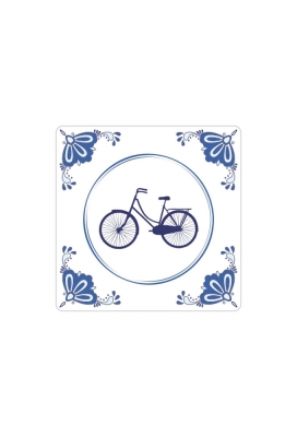 Etiketten Delfts Blauw Fiets 4x4cm 250stuks Etiketten Delfts Blauw Fiets 4x4cm 250stuks