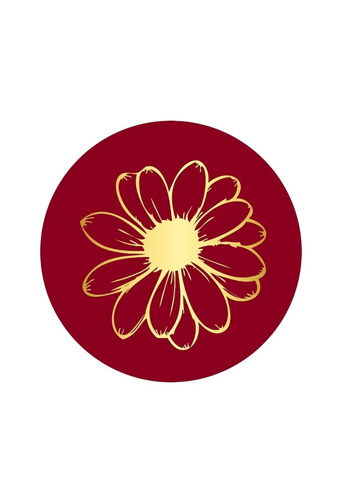 Etiketten Everyday Bloem Bordeaux & Metallic Goud  3,9cm 250stuks