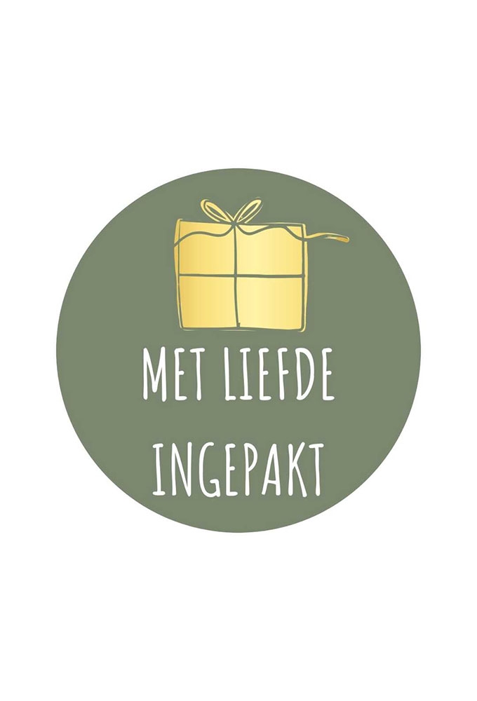 Etiketten Met Liefde Ingepakt Salie Groen Metallic Goud 3,9cm 250st