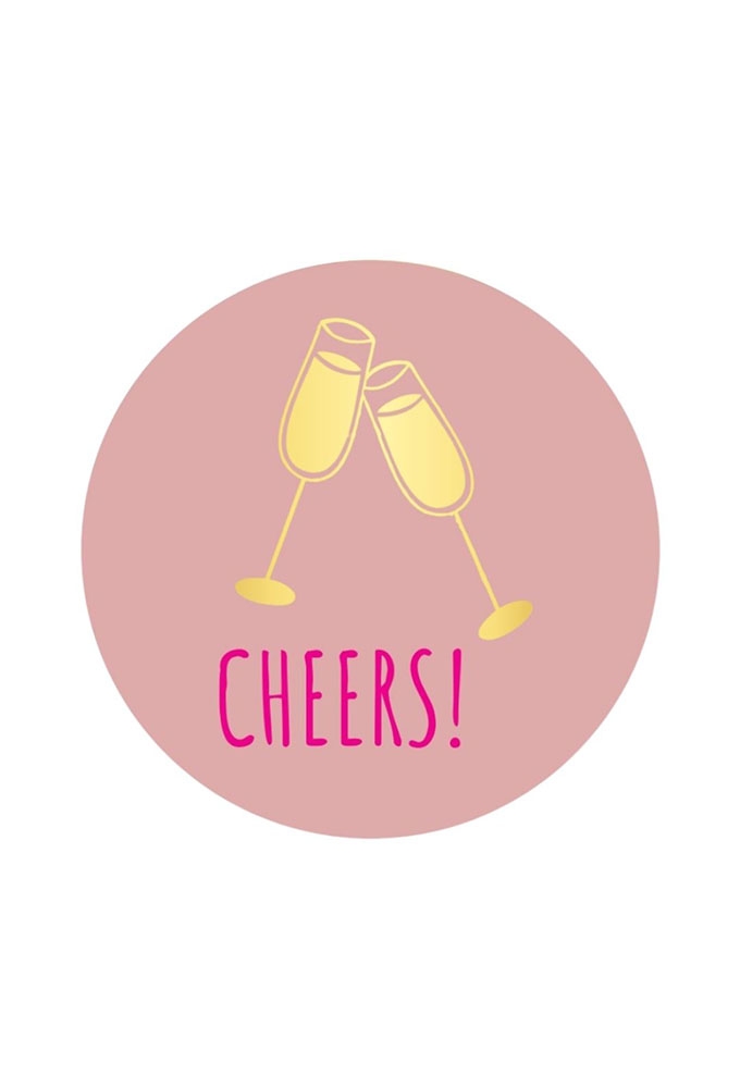 Etiketten Cheers Roze & Metallic Goud 3,9cm 250stuks Etiketten Cheers Roze & Metallic Goud 3,9cm 250stuks