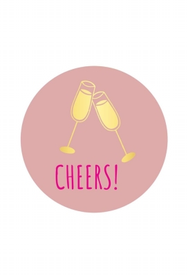 Etiketten Cheers Roze & Metallic Goud 3,9cm 250stuks Etiketten Cheers Roze & Metallic Goud 3,9cm 250stuks