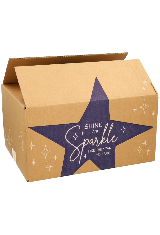 Kerstpakketdozen You Sparkle Kraft Blauw 45x35x23cm 15stuks