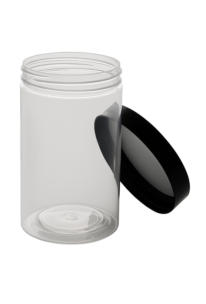 Plastic Potje Met Zwart Schroefdeksel 6.5x10cm inhoud 255ml 6stuks Plastic Potje Met Zwart Schroefdeksel 6.5x10cm inhoud 255ml 6stuks