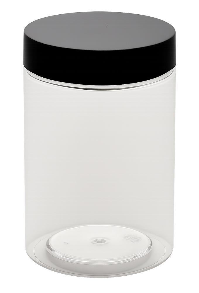 Plastic Potje Met Zwart Schroefdeksel 6.5x10cm inhoud 255ml 6stuks