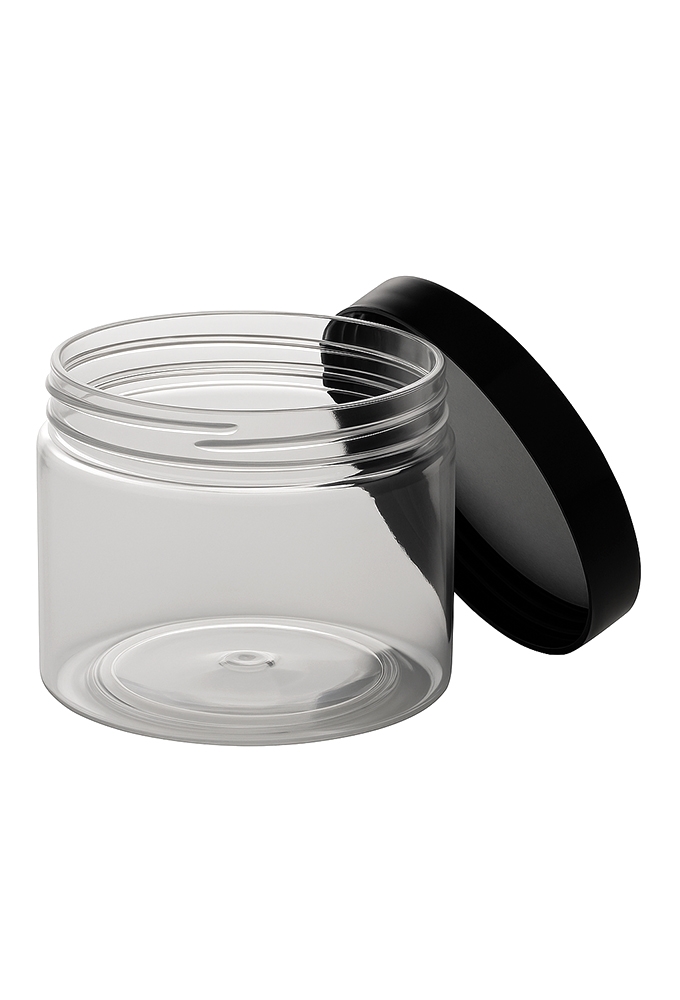 Plastic Potje Met Zwart Schroefdeksel 8.5x6.5cm inhoud 255ml 6stuks