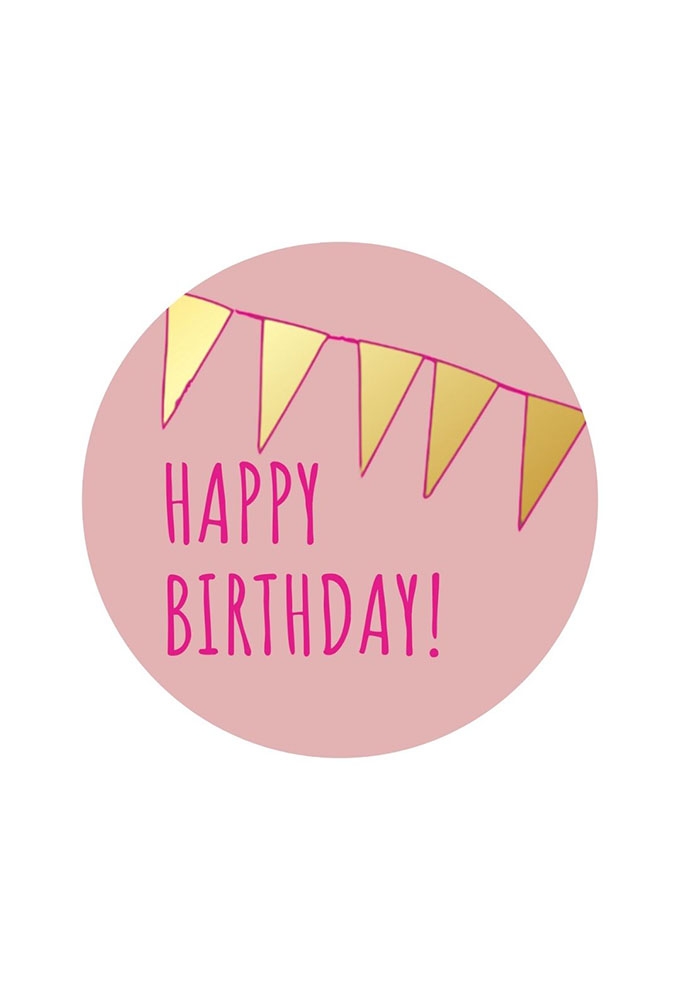 Etiketten Happy Birthday Roze & Metallic Goud 3,9cm 250stuks Etiketten Happy Birthday Roze & Metallic Goud 3,9cm 250stuks