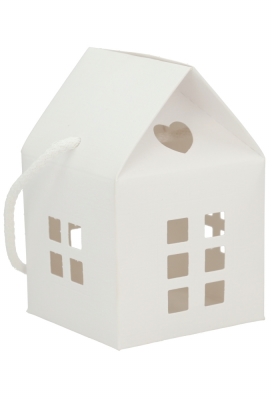Geschenkdoos Huisje Wit Met Relief & Koord 8x8x8cm 10stuks Geschenkdoos Huisje Wit Met Relief & Koord 8x8x8cm 10stuks