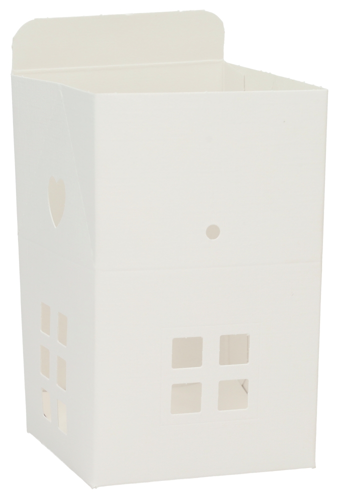Geschenkdoos Huisje Wit Met Relief & Koord 8x8x8cm 10stuks