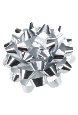 Mega Bows Strik Doorsnee 9cm Zilver Metallic met plakker 20stuks