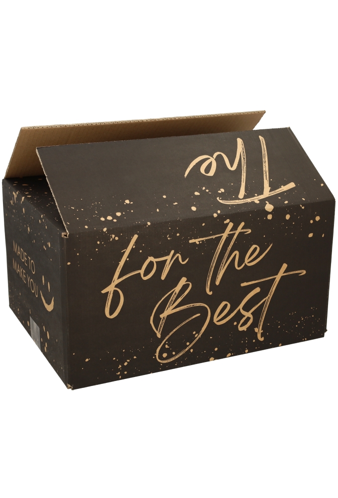AKTIE Geschenkdozen For The Best Kraft Zwart 45x35x23cm 15st OP IS OP