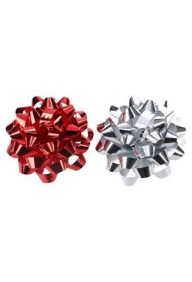 Mega Bows Strik Doorsnee 9cm Zilver Metallic met plakker 20stuks