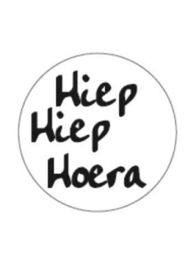 Etiketten Hiep Hiep Hoera Zwart & Wit 4cm 500stuks