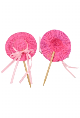Kado Decoratie Hoedje Roze 5.5cm & lintje Met Prikker 10stuks Kado Decoratie Hoedje Roze 5.5cm & lintje Met Prikker 10stuks