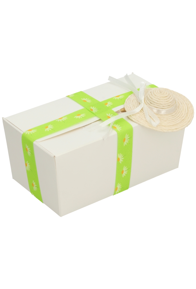 Kado Decoratie Hoedje Wit 5.5cm & lintje Met Prikker 10stuks