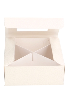 Bonbondoosjes Klepje Lederlook Wit Venster 4 bonbons 10x10x4cm 10stuks Bonbondoosjes Klepje Lederlook Wit Venster 4 bonbons 10x10x4cm 10stuks