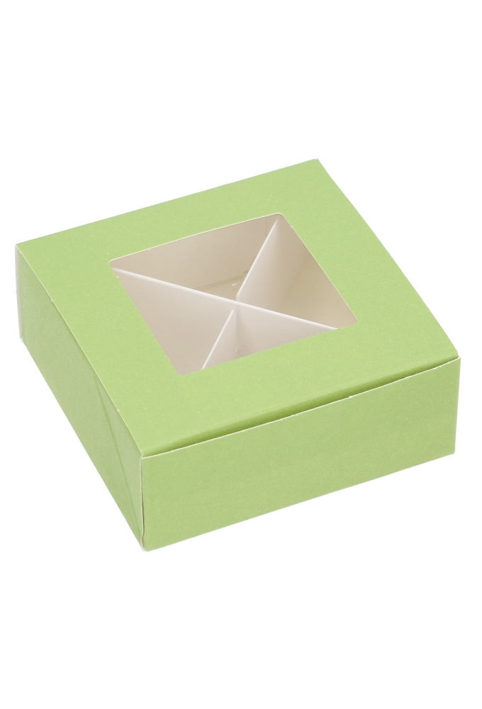 Bonbondoosjes Klepje Groen Venster 4 bonbons 10x10x4cm 8stuks Bonbondoosjes Klepje Groen Venster 4 bonbons 10x10x4cm 8stuks