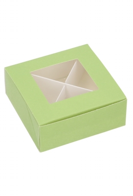 Bonbondoosjes Klepje Groen Venster 4 bonbons 10x10x4cm 8stuks Bonbondoosjes Klepje Groen Venster 4 bonbons 10x10x4cm 8stuks
