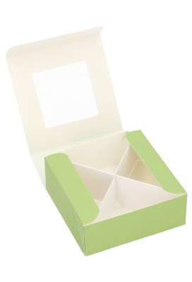 Bonbondoosjes Klepje Groen Venster 4 bonbons 10x10x4cm 8stuks Bonbondoosjes Klepje Groen Venster 4 bonbons 10x10x4cm 8stuks