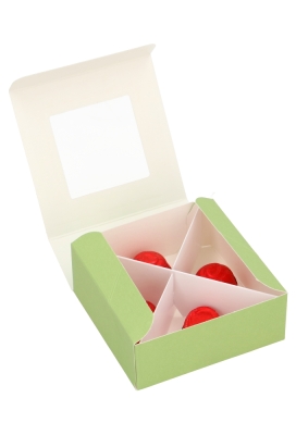 Bonbondoosjes Klepje Groen Venster 4 bonbons 10x10x4cm 8stuks Bonbondoosjes Klepje Groen Venster 4 bonbons 10x10x4cm 8stuks