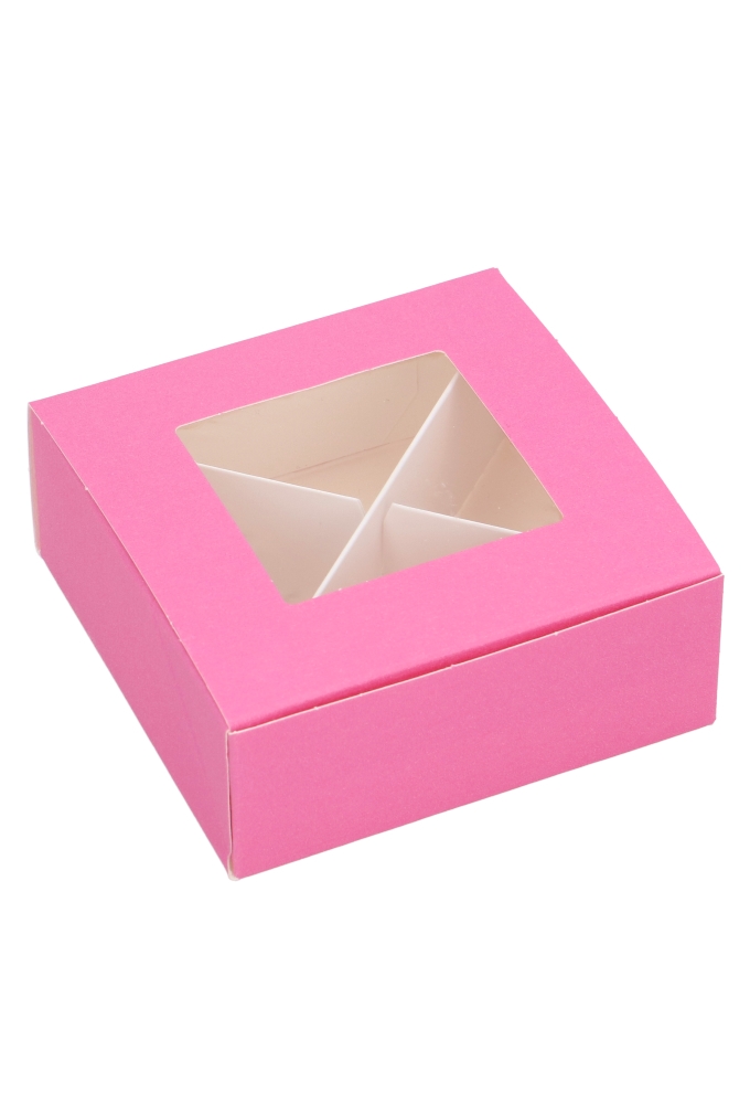 Bonbondoosjes Klepje Pink Venster 4 bonbons 10x10x4cm 10stuks Bonbondoosjes Klepje Pink Venster 4 bonbons 10x10x4cm 10stuks