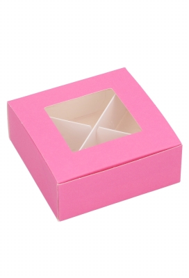 Bonbondoosjes Klepje Pink Venster 4 bonbons 10x10x4cm 10stuks Bonbondoosjes Klepje Pink Venster 4 bonbons 10x10x4cm 10stuks