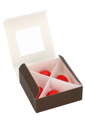 Bonbondoosjes Klepje Bruin Venster 4 bonbons 10x10x4cm 10stuks Bonbondoosjes Klepje Bruin Venster 4 bonbons 10x10x4cm 10stuks
