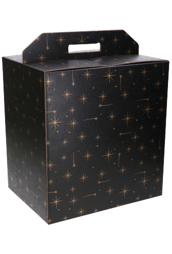 Geschenkdoos Draagbox Zwart Stars 33x25x35cm 29stuks