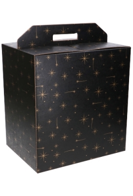 Geschenkdoos Draagbox Zwart Stars 33x25x35cm 29stuks