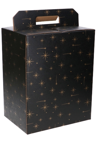 Geschenkdoos Draagbox Zwart Stars 28x20x35cm 49stuks