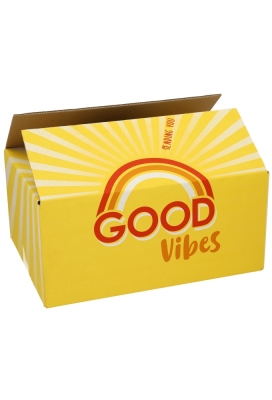 Geschenkdozen Good Vibes Geel 39x29x17.5cm 15stuks Geschenkdozen Good Vibes Geel 39x29x17.5cm 15stuks