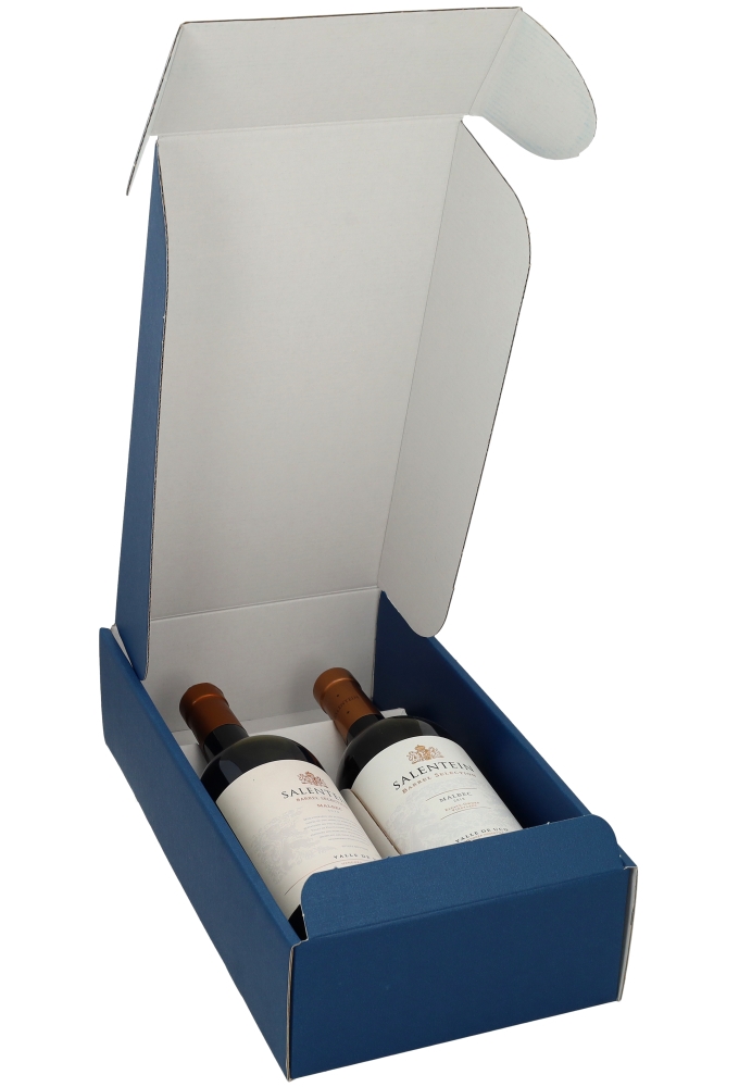 Luxe Wijndozen Ferro Blauw voor 2 fles 34x18.5x9cm 30stuks