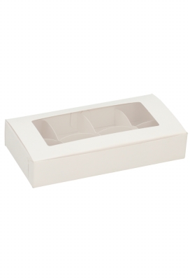 Bonbondoosjes Wit Relief Transp.Venster 16x8x3cm 10stuks