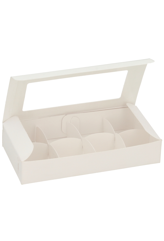 Bonbondoosjes Wit Relief Transp.Venster 16x8x3cm 10stuks